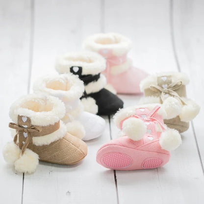 Baby Girls Boys Snow Warm Boots Infant Winter Booties Newborn Slip on Shoes for 3-18 Months