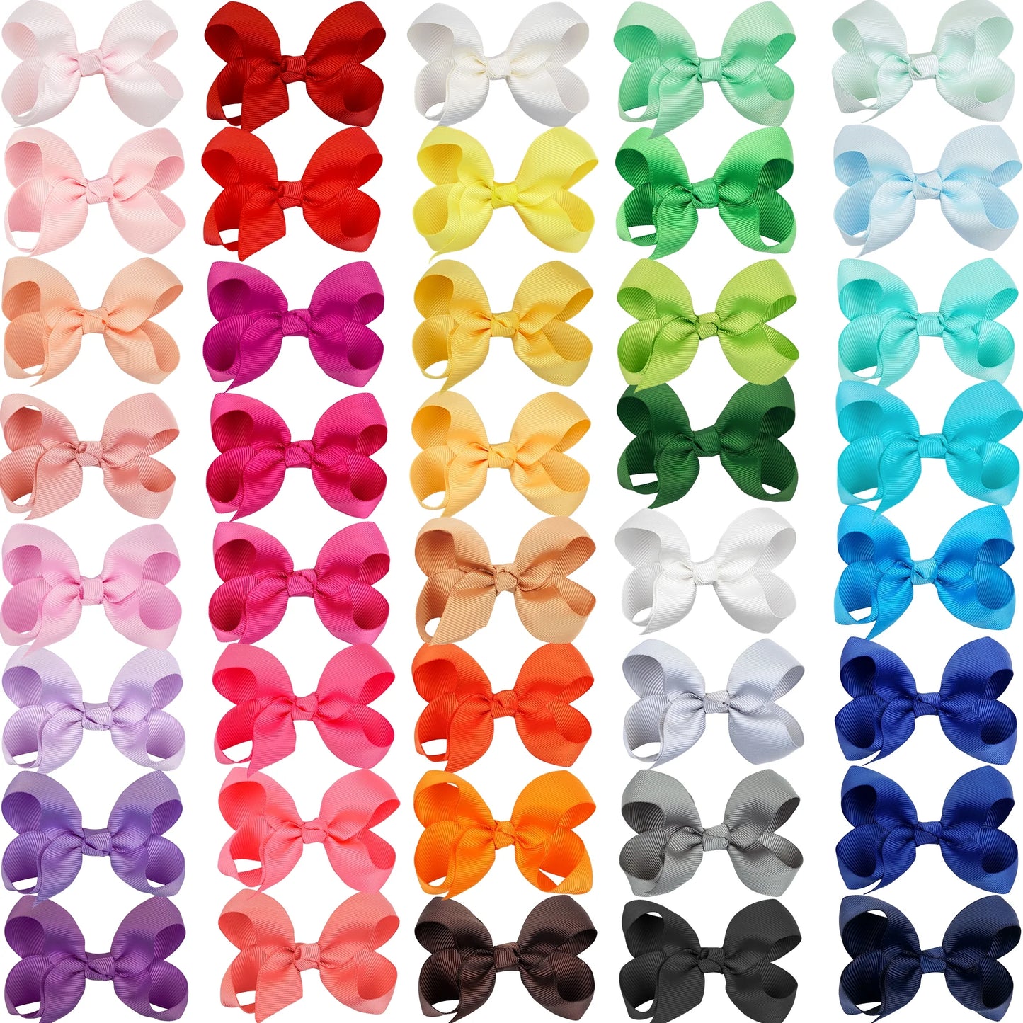 40 Pack 3.5 Inch Hair Bows Baby Girls Children Grosgrain Ribbon Alligator Hair Clips 20 Colors in Pair